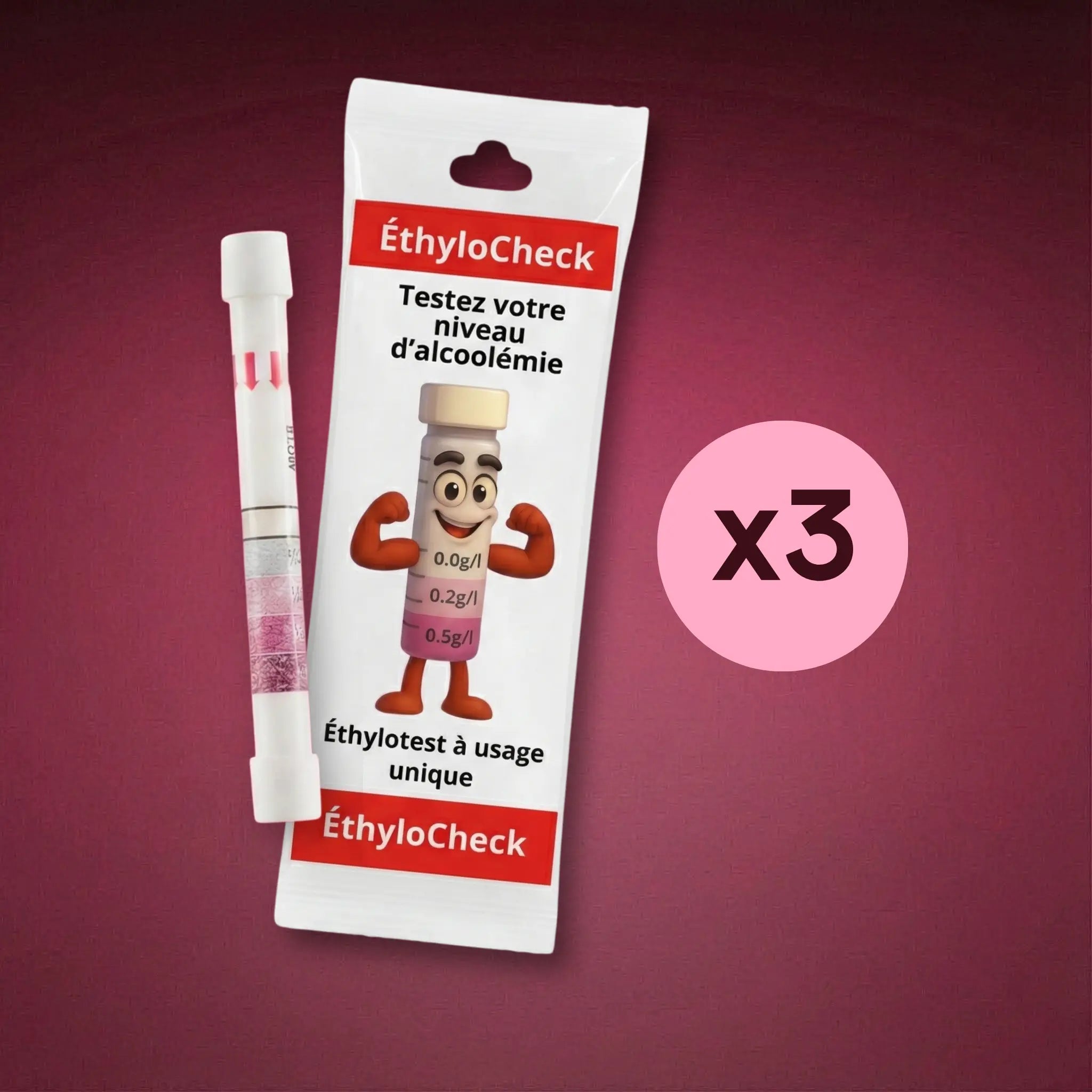 EthyloCheck™ - Engångs förebyggande alkoholtest (0,0 g/L - 0,2 g/L - 0,5 g/L)