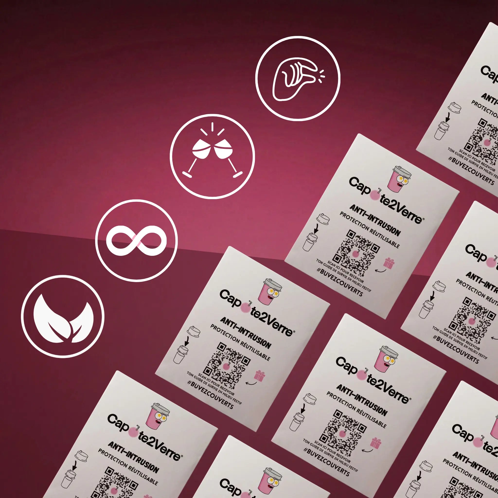 Box of 100 to 1000 Capote2Verre® - Professional Anti-Drug Drink Covers