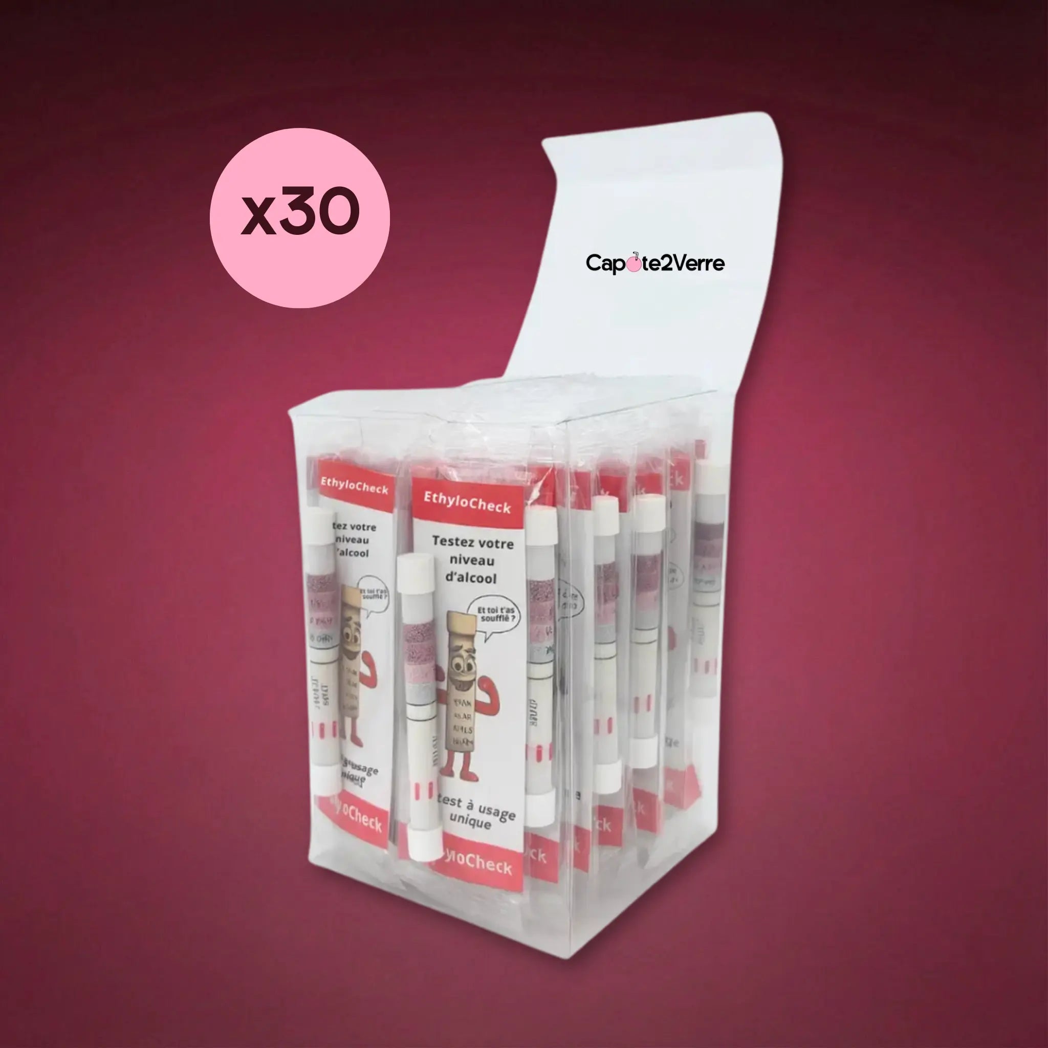 Boîte de 30 EthyloCheck™ - Éthylotests jetables préventifs (0,0 g/L à 0,5 g/L) - Prévention & Alcool au volant