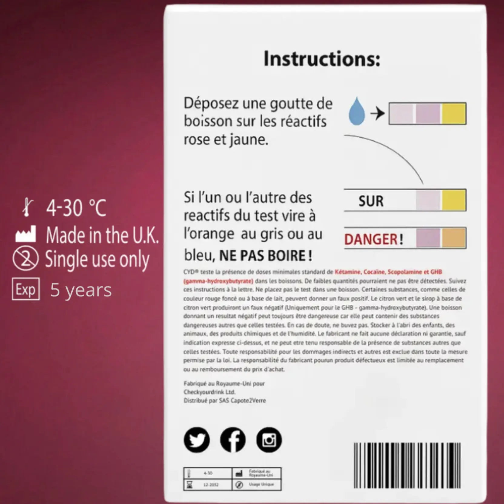 Test rapido multidrogas: detección de drogas - contra la sumisión química